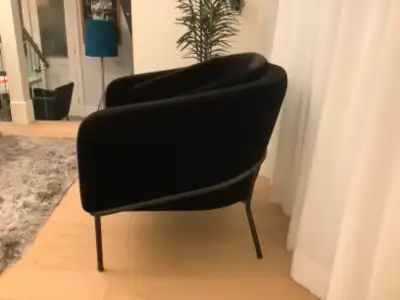 Arm chair, black velvet, View more