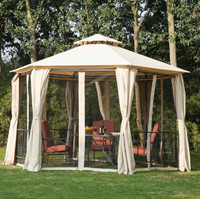 Outsunny 13ft Hexagon Gazebo Outdoor Canopy Shelter with Netting