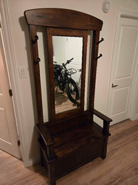 Dark Brown hardwood Mirror Stand with Storage