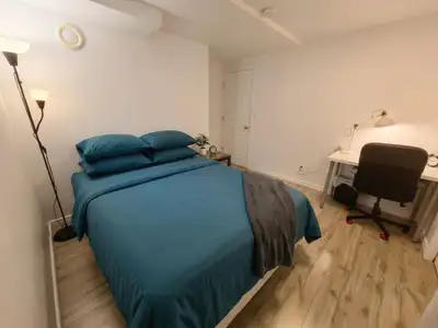 The Space • Furnished Bedroom: Comes ready with a queen-size bed, a desk, and a chair. • Shared Bath...