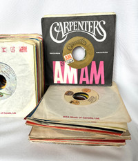 66 Vintage 45 RPM Records - all in good condition
