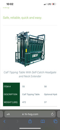 Calf tipping table 