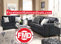 Brand New 2 Piece sofa and love seat set in slate charcoal fabri