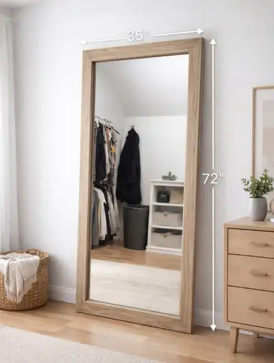Oversized Full-Length Floor Mirror – Weathered Oak, View more