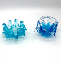 2 Chalet Glass Blue Whimsies Bombonieres $20 each