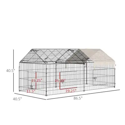 Indoor Ferret Cage Metal Chicken Run, Outdoor Dog Kennel Catio with Water-Resistant Cover, Portable...