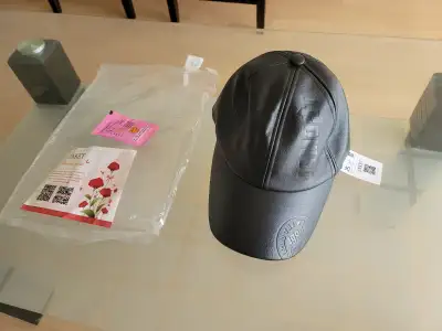 Men's Black Leather Cap - New, View more