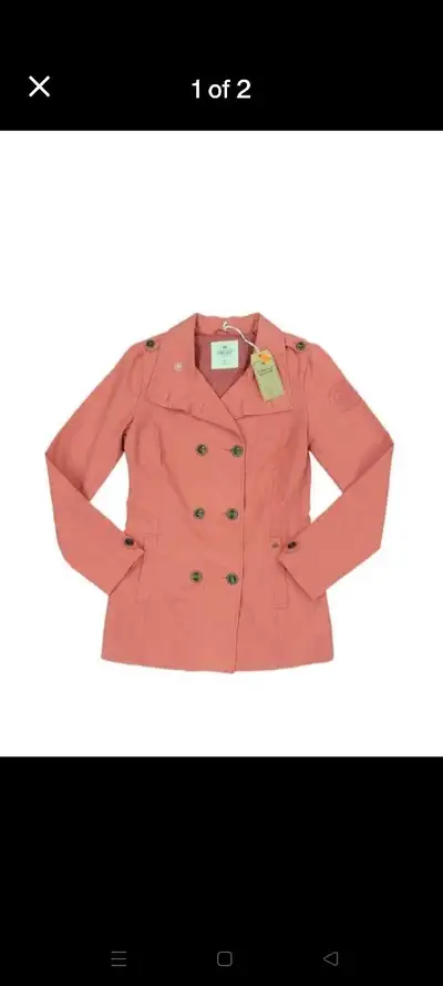 Stylish Timeout Women's Coral Double-Breasted Jacket, size Medium. This brand-new jacket is perfect...