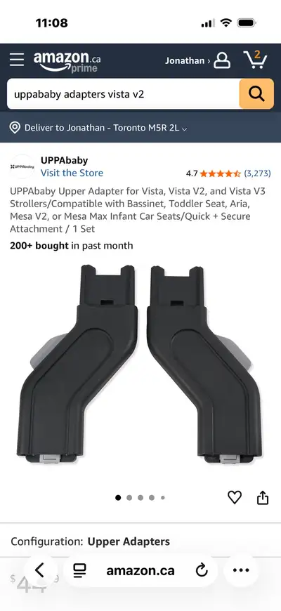 Uppa baby Adapters for VISTA stroller , View more