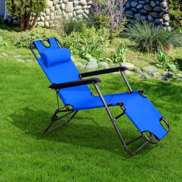 Folding Lounge Chair Portable Chaise Sun Lounger Recliner Outdoo in Patio & Garden Furniture in Markham / York Region - Image 9
