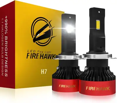 Firehawk H7 LED Bulbs 40000LM 990% Brightness 6000K Cool White Plug and Play Halogen Replacement Con...
