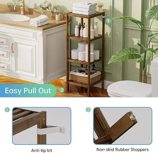 SMIBUY ® Bathroom 4-Tier Bamboo Rack Organizer NEW IN BOX in Storage & Organization in Oakville / Halton Region - Image 5