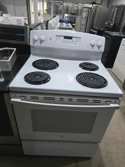 OAKVILLE! - Like New GE 30" White Coil Top Stove Oven Range CAN, View more