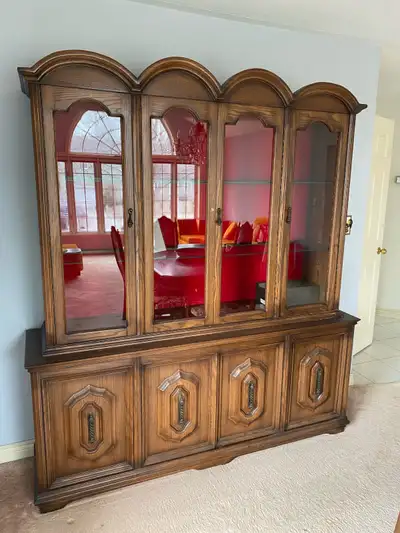 Elegant Vintage Wood China Cabinet / Hutch, View more