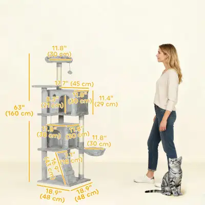 63" Cat Tree with condo and Sisal Scratching Posts, View more