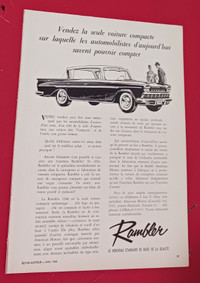ANNONCE VINTAGE 1960 RAMBLER FRENCH CANADIAN CAR AD