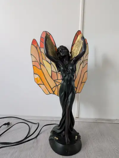 Tiffany-Style Fairy Lamp with Stained Glass Butterfly Wings, View more