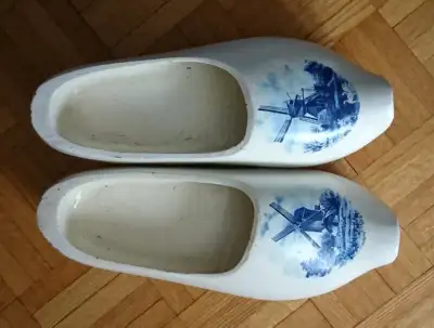Vintage Dutch Wooden Clogs Wooden Shoes with Windmill Scene, View more