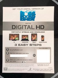 The boss baby digital HD movie code iTunes Apple TV