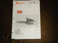 Husqvarna 50 Chain Saw Parts Manual 1986