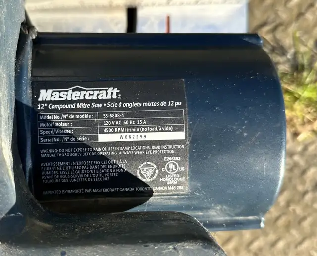 Mitre saw 12” with laser line mastercraft used like new in Power Tools in Oshawa / Durham Region - Image 8