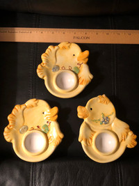 Three brand new adorable chick egg cups