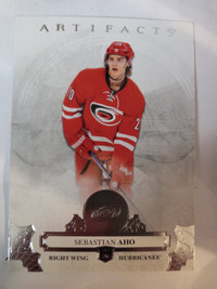 Sebastian Aho 2017-18 hockey card upper Deck artifact