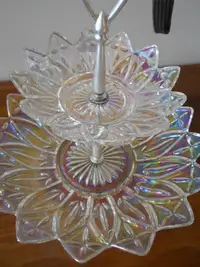 CARNIVAL GLASS-RAINBOW COLOR-STAR DESING-DISHES