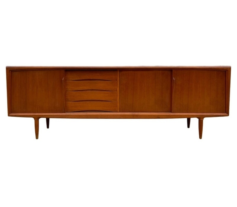 Teak Gunni Omann 94 inch Credenza with 4 Drawers Hutches & Display