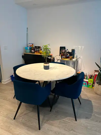 White marble dining table (chairs not included), View more