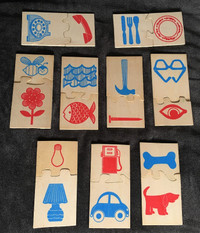 9 Wooden jigsaw pairs for toddlers