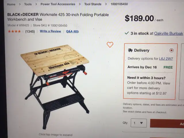 Black& Decker Workmate 425 3o" Folding portable Workbench &Vise in Other in Oakville / Halton Region - Image 3