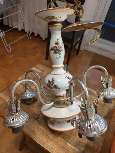 Vintage Mid-Century 5 Arm Chandelier Ceiling Light, View more