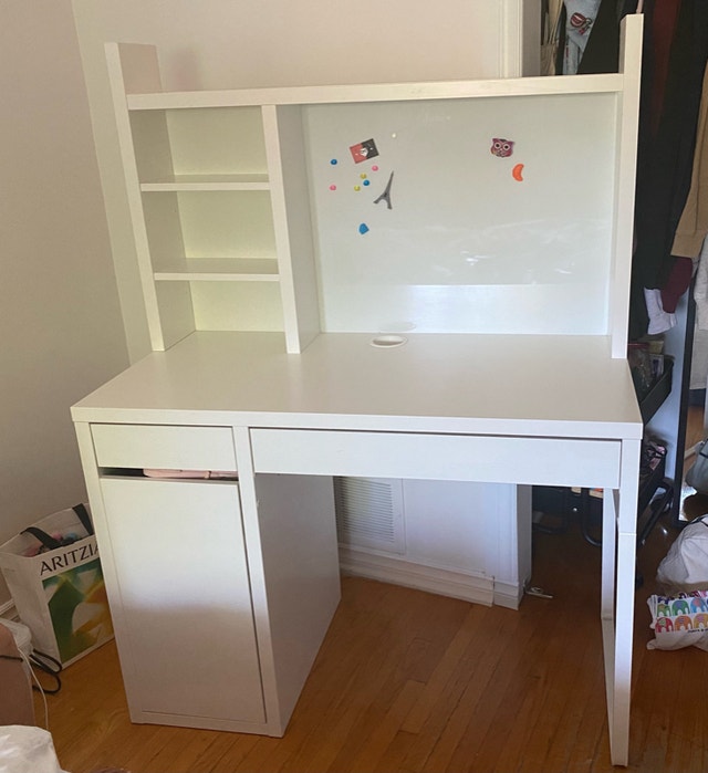 IKEA MICKE Desk (White) with Attached Shelving Unit Desks City of