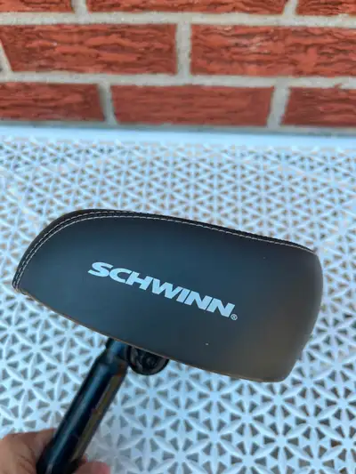 Schwinn rectangular bicycle seat and seat shaft. Like new, View more