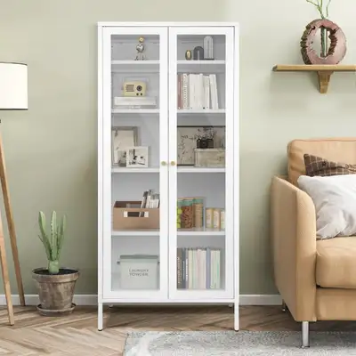 BRAND NEW – WHITE SHELF STORAGE CABINET (PANTRY) with legs, View more