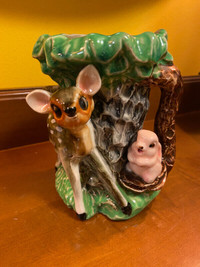 Vintage Bambi Deer and Thumper Bunny Rabbit Figurine Mug Vase