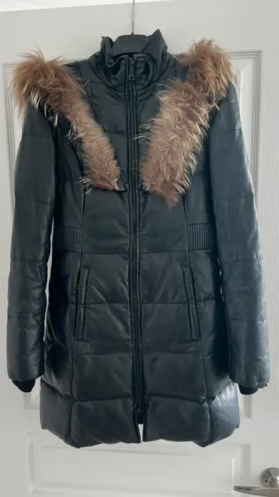 Down fill Leather Jacket, View more