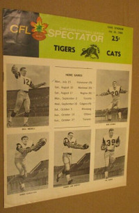 Hamilton Tiger-Cats July 10 '68 black & white game program