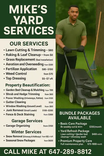 Lawn care, Sod replacement, landscape, grass cutting trimming call Mike 647-289-8812. Mississauga Oa...