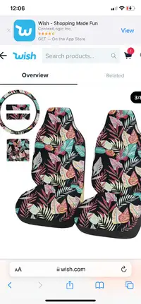 Pink floral car seat cover set