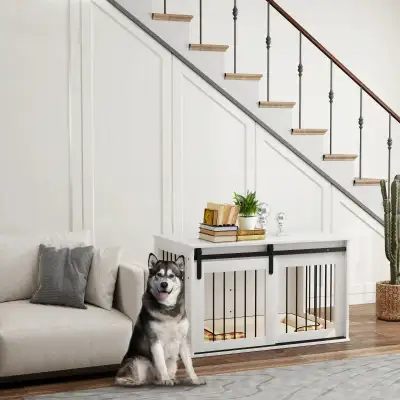 38.6" L x 22.8" W x 24" H, Dog Crate Furniture, White, View more