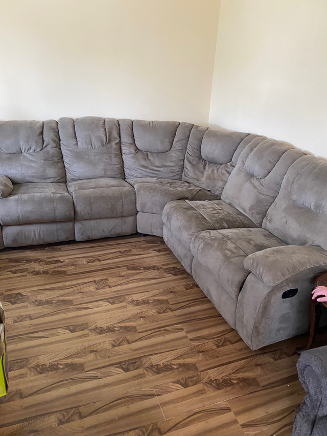 Suede stylish sectional recliner sofa (FREE DELIVERY) | Couches & Futons |  Calgary | Kijiji