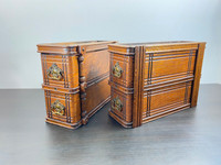 Vintage Wooden 2 Sewing Machine Drawers, Rustic Chest, Set of 1,