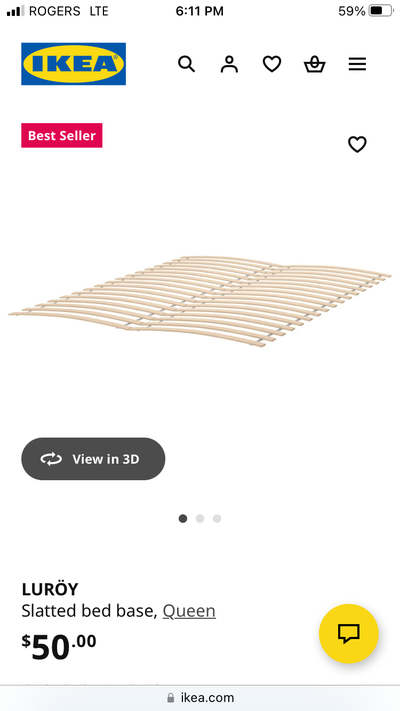 One half IKEA LUROY slatted bedbase queen size, View more