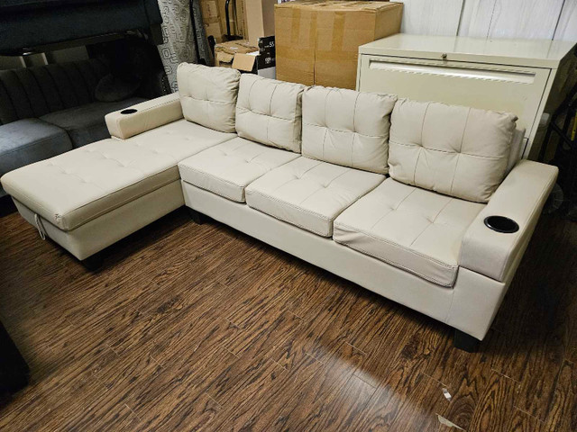 NEW- Anti Scratch Leather Sectional Storage Sofas + Cup Holders in Couches & Futons in Markham / York Region - Image 2