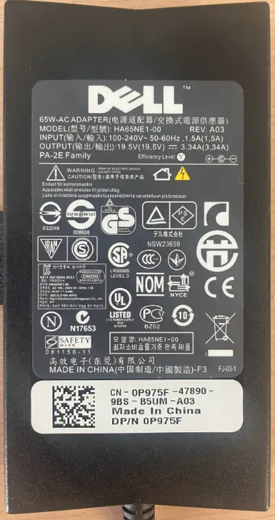 Dell 65W 120VAC Adapter for Laptop HA65NE1-00, View more