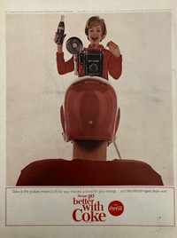 1964 Coke w/Camera Lady Original Ad
