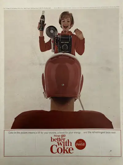 1964 Coke w/Camera Lady Original Ad, View more