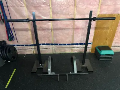 Must go ASAP. Squat stand and wall-mounted pull-up bar., View more